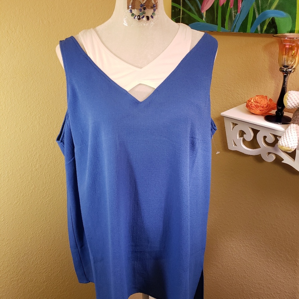 Blue & White Tank Top